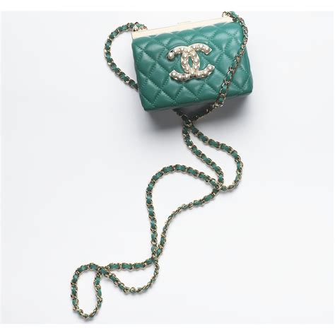 chanel lambskin/imitation pearls clutch with chain|Clutch with chain .